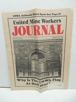 Vintage Coal Mining UMWA United Mine Workers Journal Feb. 1973 American Flag