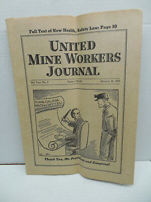Vintage Coal Mining UMWA United Mine Workers Journal Jan 1970 Health Safety Bill