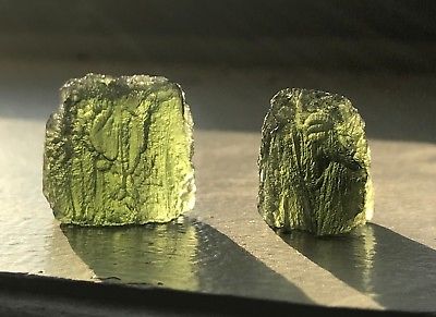 CHLUM Moldavite Set of Two • Great Luster & Color • 7gm/35ct • High Quality!