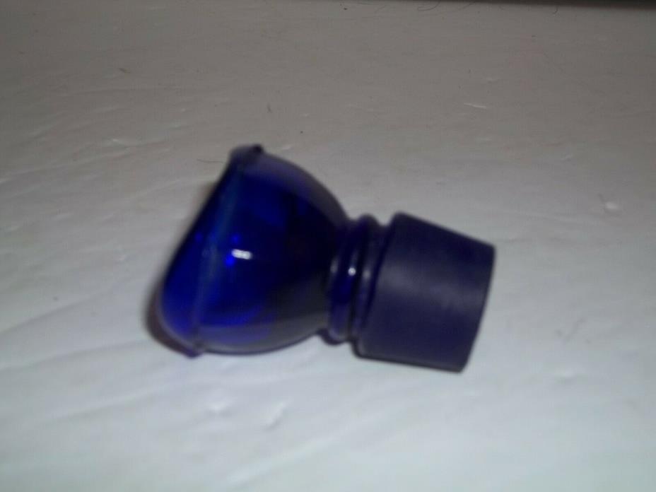 Vintage Bottle Top Eye Wash Cup Cobalt Blue Ribbed Glass Stopper Apothecary