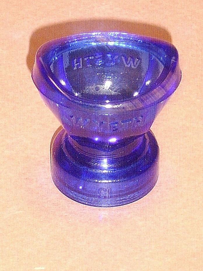 Vintage Cobalt Blue Glass Wyeth Eye Wash Cup Medicine Bottle Lid Top Number 15