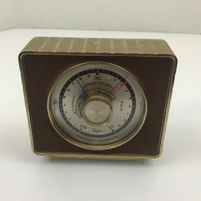 Vintage Taylor Art Deco Brass Barometer and Weather Forecaster *As Is* 3.E3