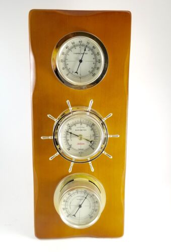 Vintage Sunbeam Barometer Humidity Thermometer Hardwood Nautical Weather Station