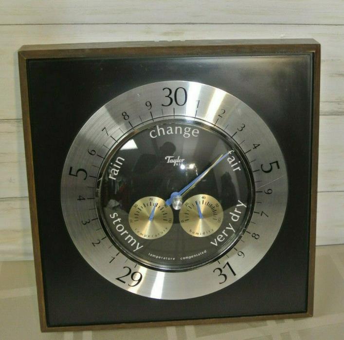 TAYLOR Mid Century Modern Wall BAROMETER Humidity Thermometer Made in USA