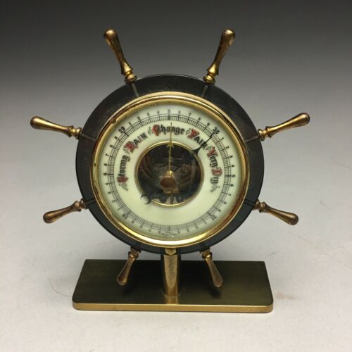 Vintage West Germany Desktop Ships Wheel Barometer