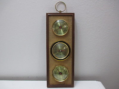 Vintage Jason Japan Wood Weather Station Thermometer Barometer Humidity 14 3/4