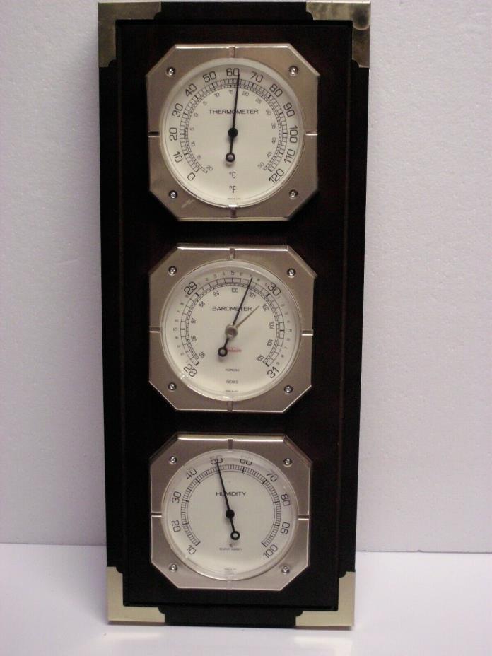 Vintage Sunbeam Wood Weather Station Cherry ? Brass