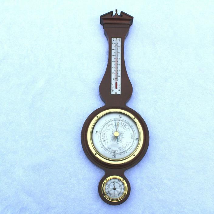 VIntage Wood AIRGUIDE Banjo Weather Instrument Thermometer/Barometer/Hygrometer