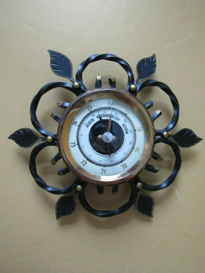 Vintage German Barometer, Regan Veranderlich Schon, In Wrought Iron Frame, VGC!