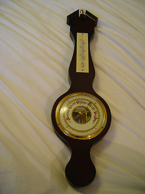 Vintage Wood Barometer / Thermometer  (Adjustable Barometer) Made in Germany