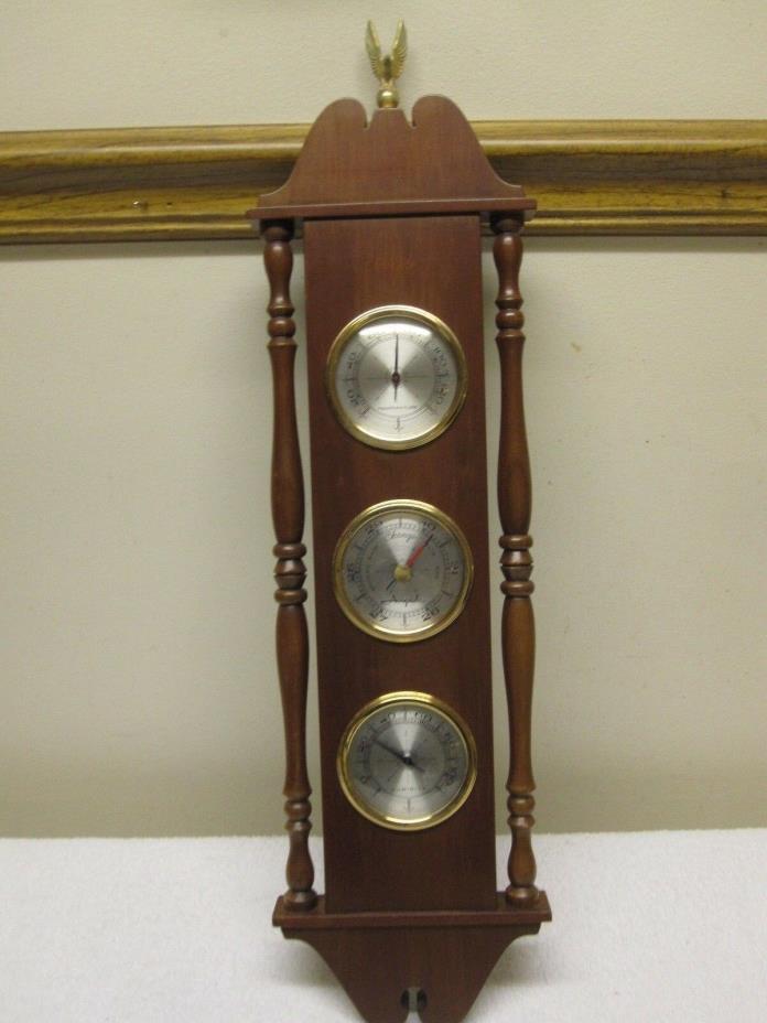 Vintage 60s AIRGUIDE Early American Barometer Weather Station W/Eagle Cherry
