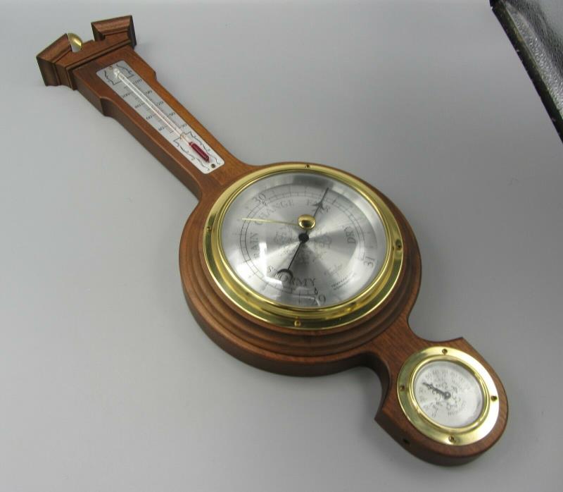 Vintage Weather Station Banjo Barometer Thermometer Humidity Taylor Mahogany