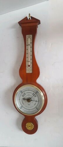 Vintage Swift Barometer Thermometer Wood Brass Boston