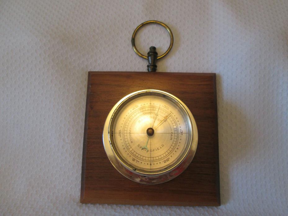 Vintage Springfield  New Jersey Barometer  Wood Base