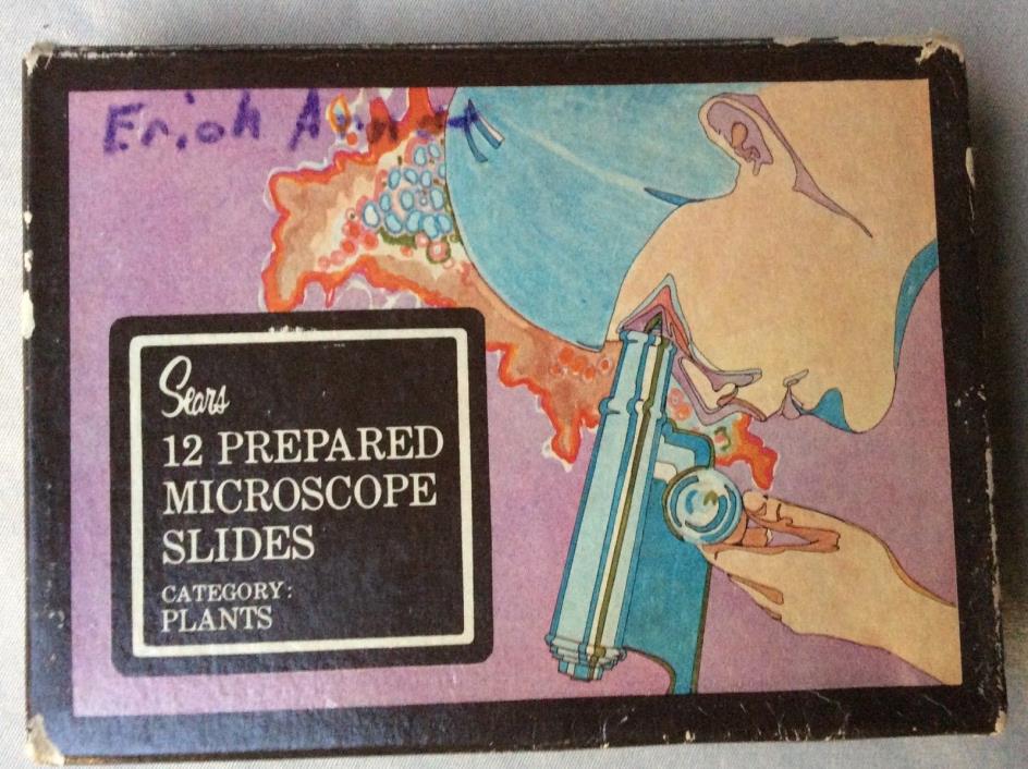 Vintage Sears Prepared Microscope Slides Box of 12 Category: Plants Science