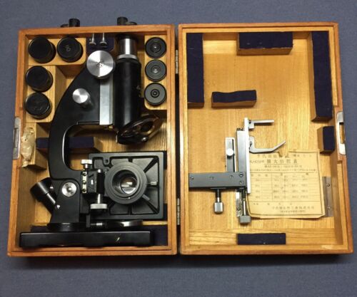 Tiyoda MKQ Folding Field Microscope Set In Case Made In Japan Vintage