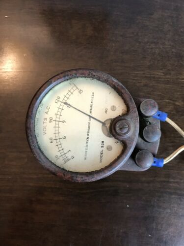 Antique VTG Weston Electric Instrument Voltmeter Volts AC Meter 0-1 Model 528