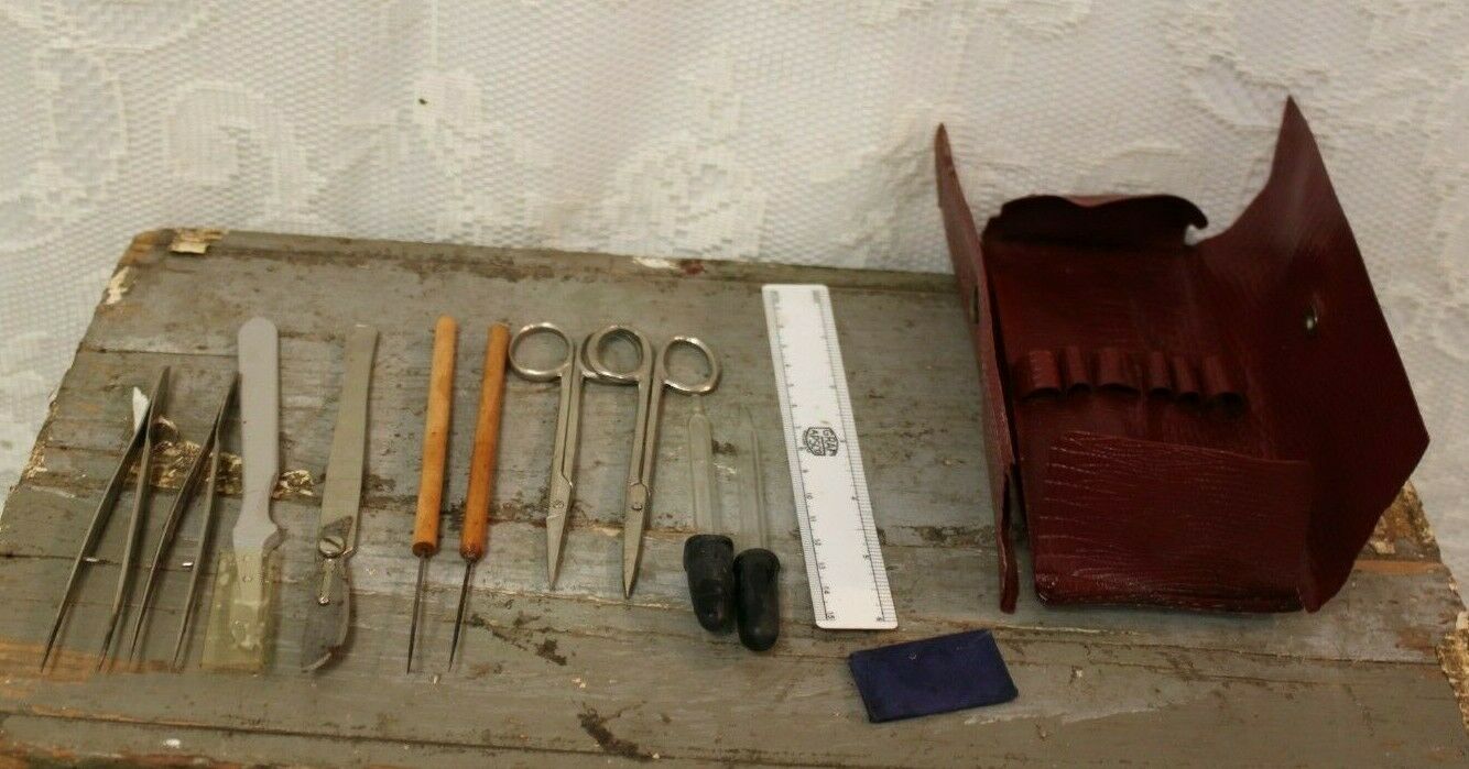 Vintage Medical / Biology Dissecting Kit ~ Scalpels Scissors Picks Droppers