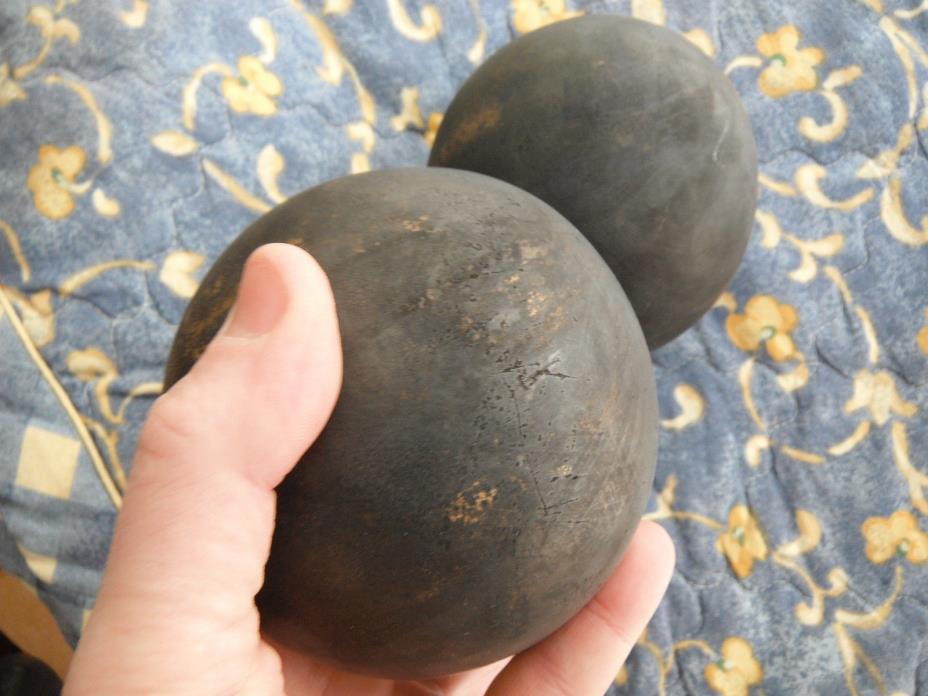 2 OLD Brass Round /Orb/ Sphere Hollow Science Experiments BARN Find!!? FREE ShpN
