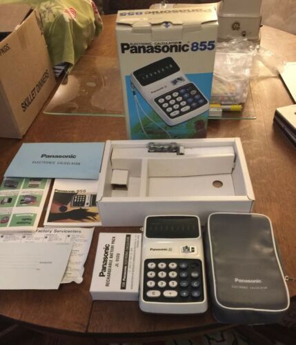 Panasonic 855 Electronic Calculator JE-855U, 1972 - Japan Box & Papers Complete