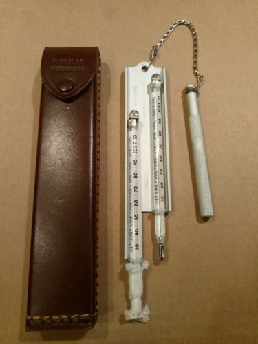 Vintage Weksler Sling Psychrometer in Original Crush-proof  Leather Case