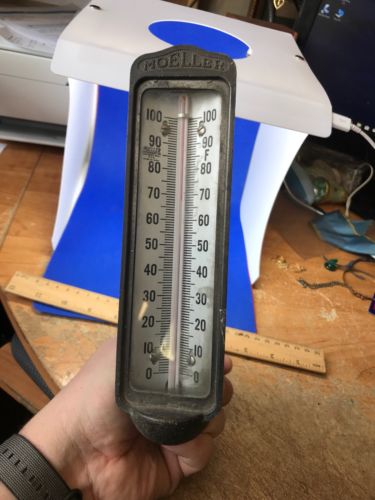 Antique Moeller Brass Thermometer 0-100°  Works Steam Punk