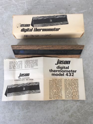 Vintage Mid Century Modern Jason Wooden Crystal Thermometer Model 432