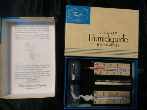 VINTAGE TAYLOR HUMIDIGUIDE HYGROMETER AND THERMOMETER  STEWART IN  BAKELITE CASE