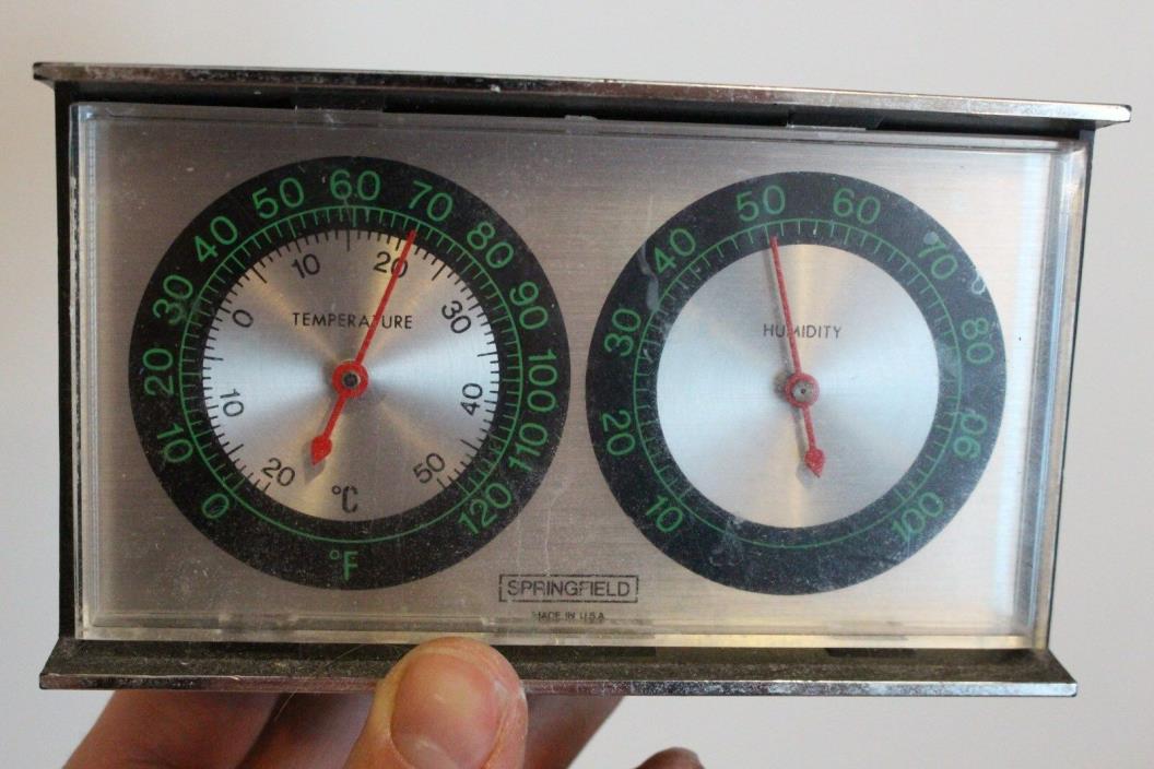 Vintage Springfield Temperature Humidity Weather station Wall or Desk USA NICE