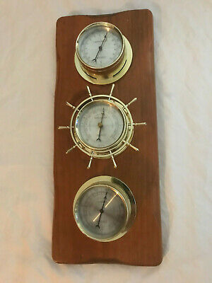 VINTAGE  SPRINGFIELD WOOD WEATERSTATION, THERMOMETER, BAROMETER, HUMIDITY