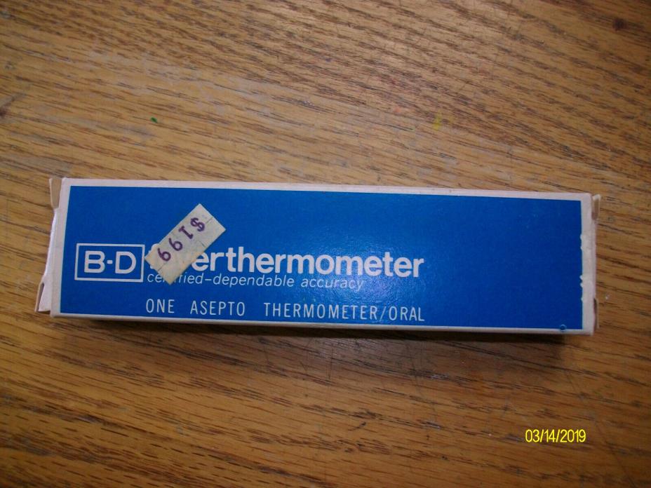 Vintage Oral B-D Fever Thermometer-One Asepto Thermometer