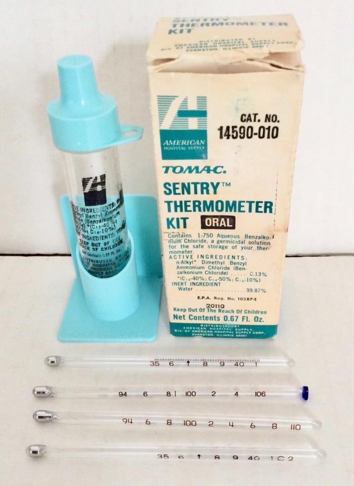 4 Fever Thermometers Tomac Thermometer Kit, Kenwood Vintage Glass