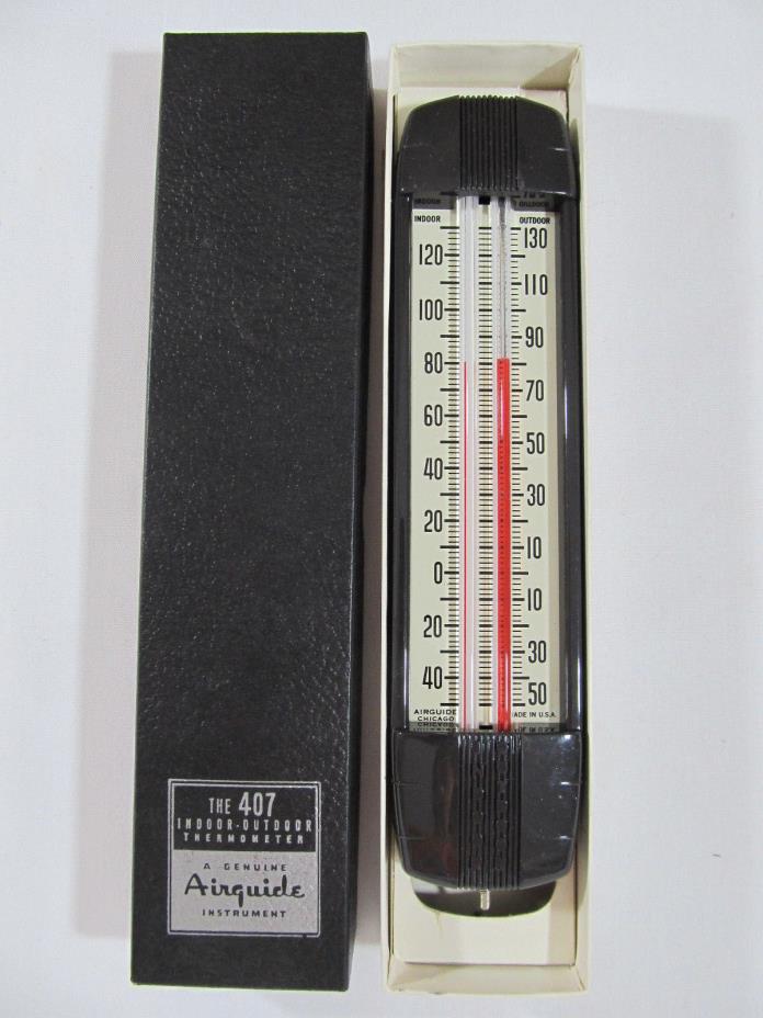 Vintage AIRGUIDE Indoor-Outdoor Thermometer 407 - Art Deco - NOS