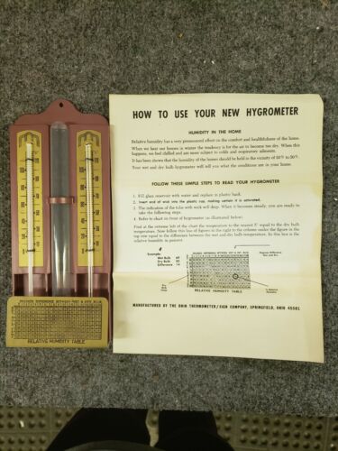Vintage Ohio Home Hygrometer Thermometer C-624 in Box with Instructions
