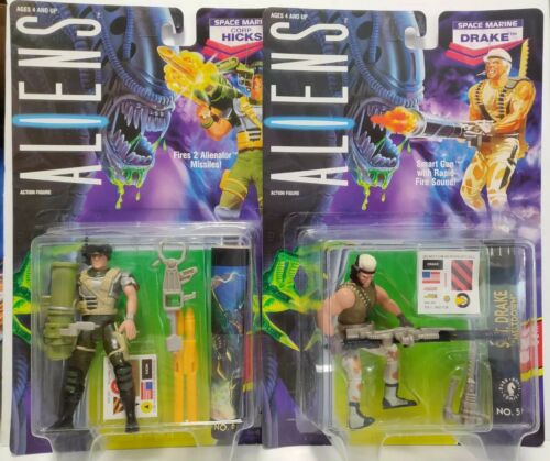 KENNER 1992 ALIENS SPACE MARINE CORP. HICKS & SPACE MARINE DRAKE ACTION FIGURES