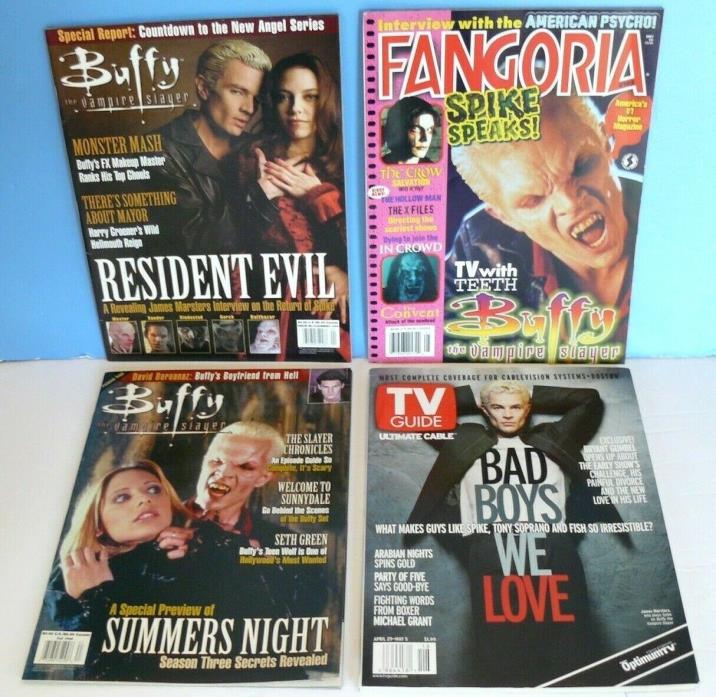 BUFFY The VAMPIRE SLAYER ~SPIKE~Lot of 4 MAGAZINES -FANGORIA/ TV GUIDE 1998-2000