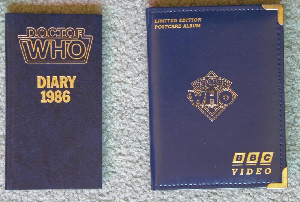 DR WHO BBC LEATHER POSTCARD ALBUM AND DIARY ~ BOTH FROM ENGLAND  RARE