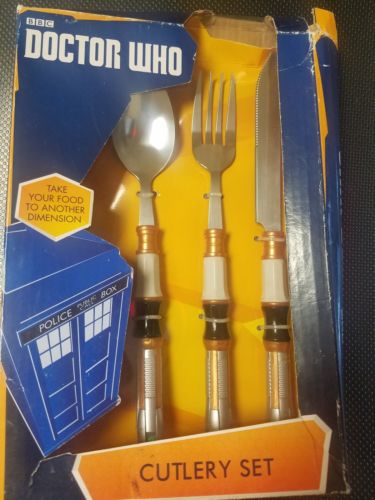 BBC DOCTOR WHO CUTLERY SET, Doctor Who Sonic Screwdriver Utensil Set