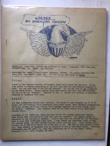 Karass 37 Science Fiction Fanzine June 1978