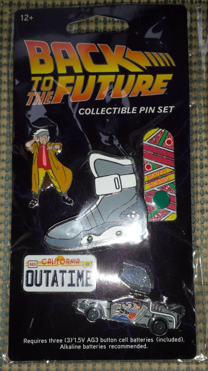 BACK TO THE FUTURE COLLECTIBLE PIN SET SEALED (1 LIGHTS UP)
