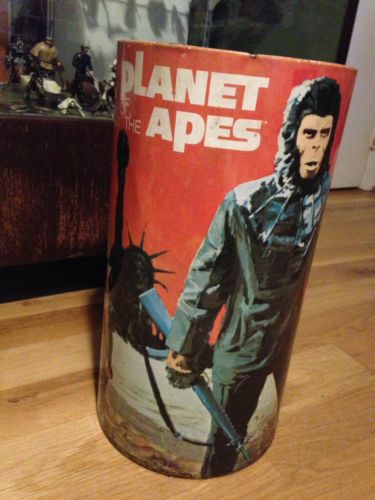 1967 PLANET OF THE APES METAL TIN TRASH GARBAGE CAN