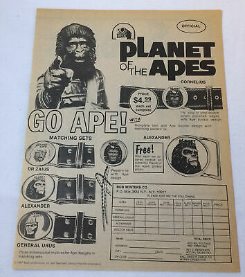 1974 PLANET OF THE APES ad page for belts and buckles ~ GO APE!