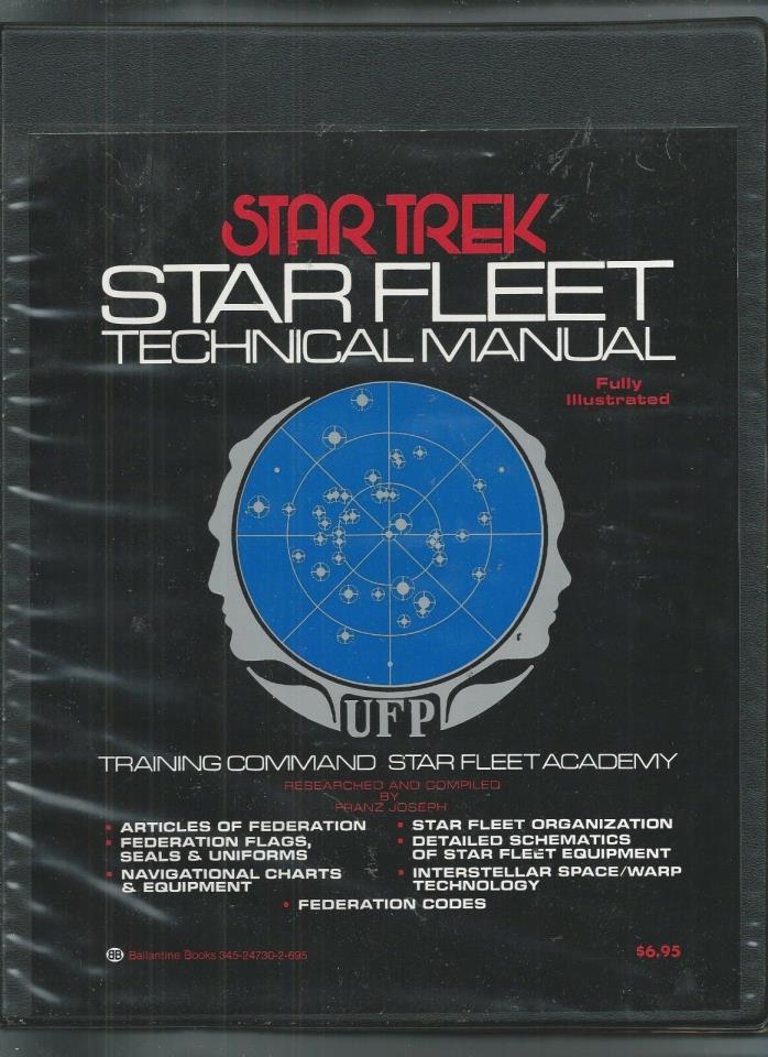 Star Trek Star Fleet Technical Manual 1st Printing 1975 w/Vinyl Cover Vintage