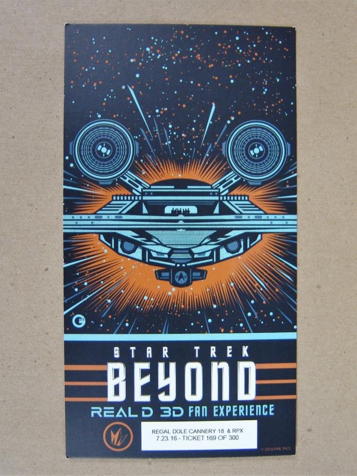STAR TREK BEYOND Real D 3D Fan Experience Collectible TICKET #169/300 - Limited