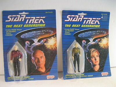 STAR TREK NEXT GENERATION FIGURES TASHA YAR & CAPTAIN PICARD MOC GALOOB