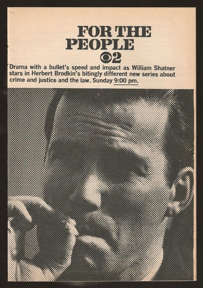 1965 TV AD~WILLIAM SHATNER in FOR THE PEOPLE~HERBERT BRODKINS NEW SERIES