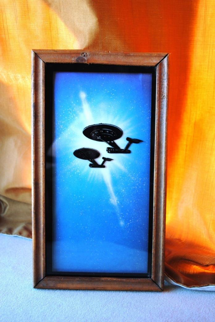 Vintage Star Trek Original Series Enterprise Reverse Painting on Glass Framed