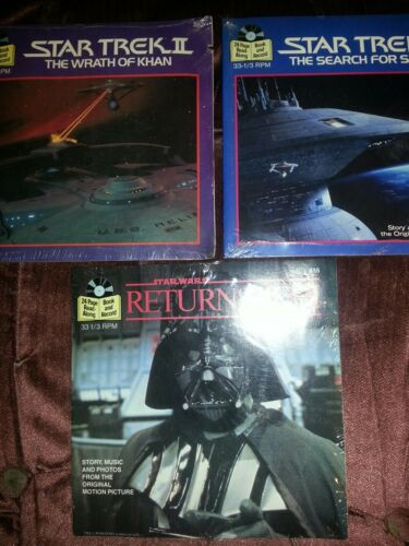 Star Trek 2, Star Trek 3, Star Wars- NEW 3 of each 24 page book & 33 1/3 Record