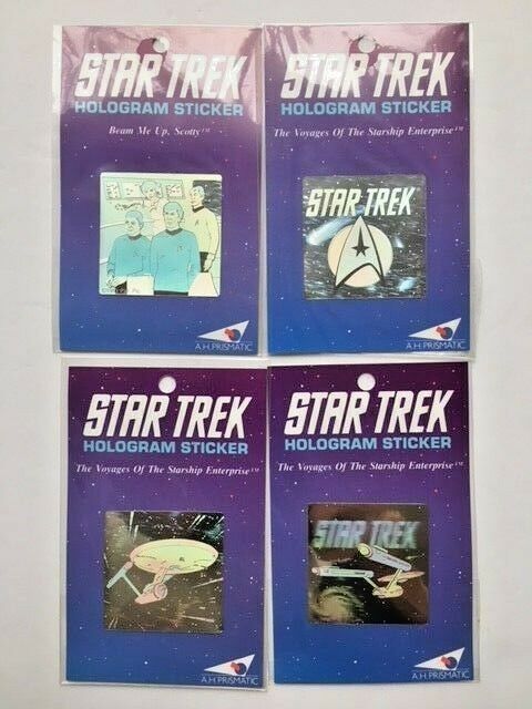 LOT of 4 Classic MINT Star Trek Hologram Stickers 1991 A H Prismatic NEW SEALED