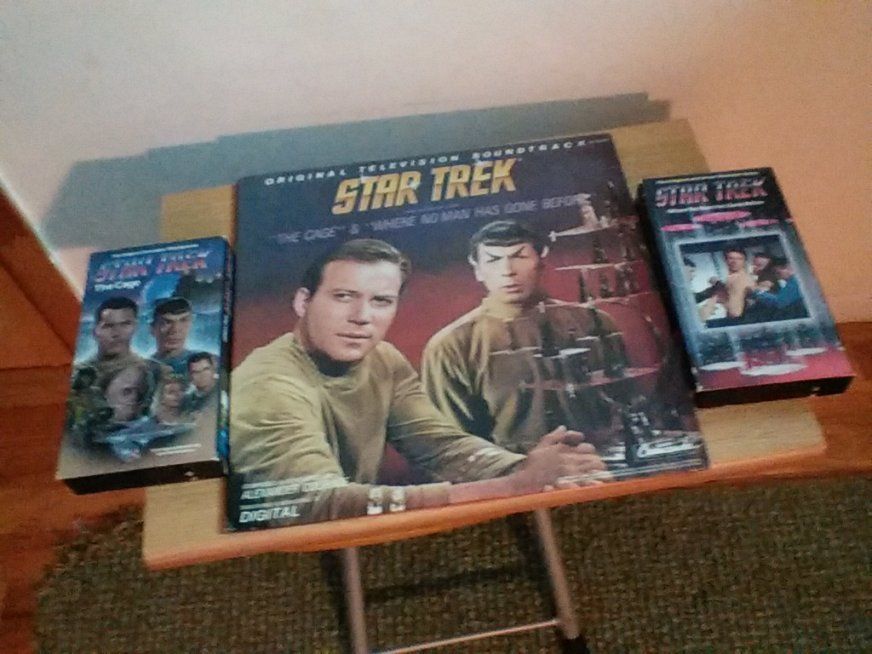 Star Trek: The Cage & Where No Man Has Gone Before music vinyl record & VHS tape